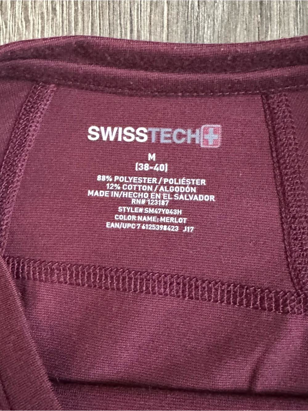 Men’s Maroon Swiss Tech Long Sleeve Tee Size Medium - Picture 2 of 3